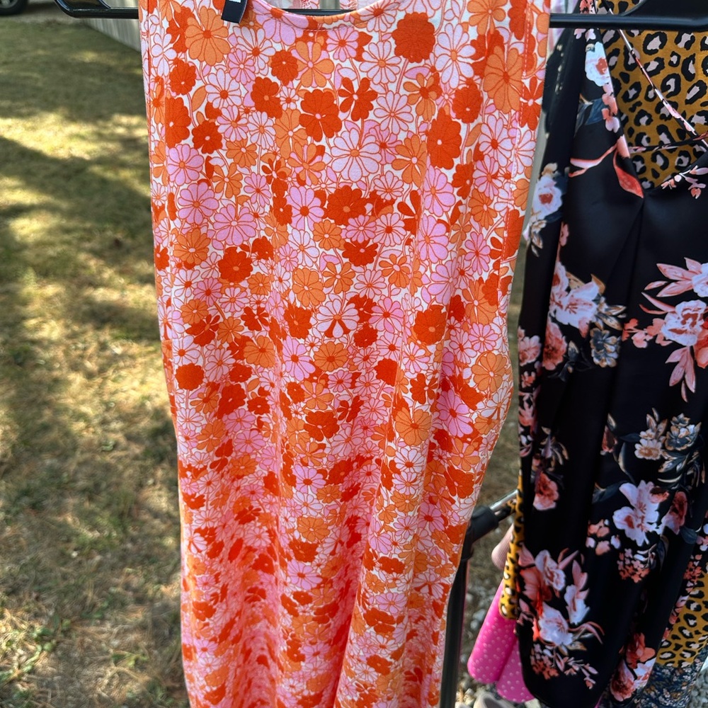 Floral Pink and Orange Mini Dress